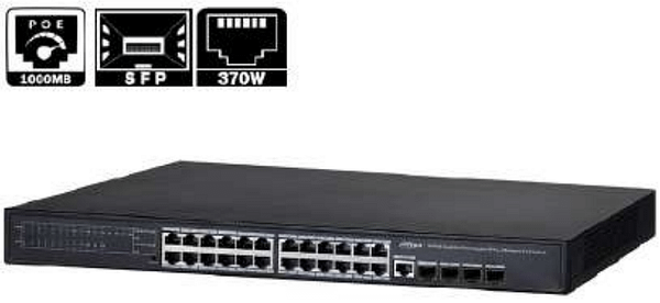 SWITCH DAHUA 24PORTS POE 370W 10/100/1000MBPS + 4PORT SFP