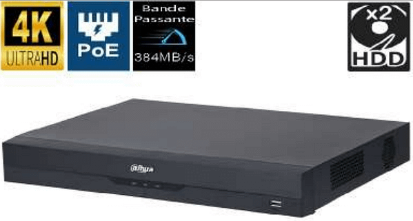 ENREGISTREUR VIDEO RESEAU 16CH POE 2HDD 384Mbps DAHUA TECHNOLOGY