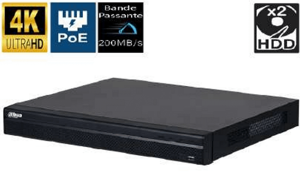 ENREGISTREUR VIDEO RESEAU 16CH POE 2HDD 200Mbps DAHUA TECHNOLOGY