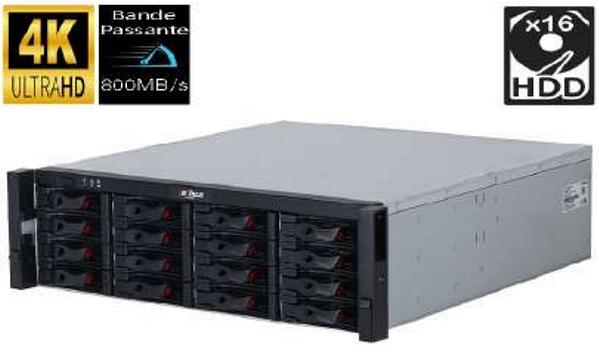 STOCKAGE VIDEO D'ENTREPRISE 320CH 800Mbps 16HDD
