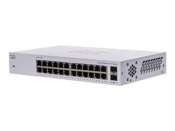 Cisco CBS110-24T - Switch - unmanaged - 22 x Gigabit + 2 x combo Gigabit SFP - desktop , rack/wall-mountable