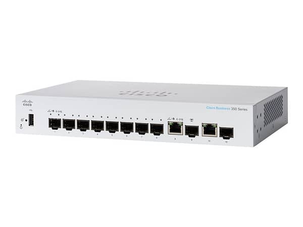 Cisco CBS350-8S-E-2G Cisco Business 350 Series Switch Manageable - L3 -- 8 x Gigabit SFP + 2 x combo Gigabit Ethernet / SFP Gigabit - Montable sur rack