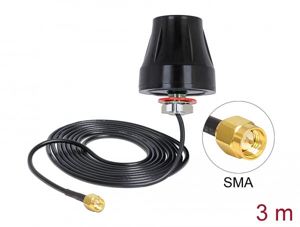 Delock 88749 LTE Antenna SMA 2 dBi 3 m RG-174 omnidirectional black outdoor