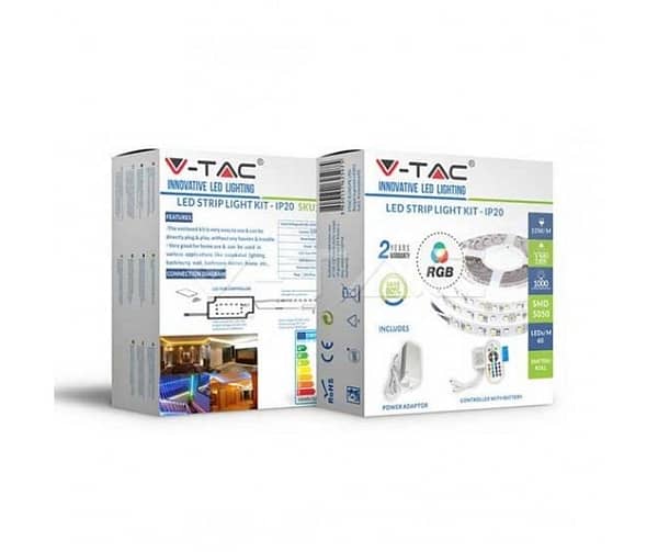 V-TAC VT-5050-2558 Kit bande Led RGB IP20 5m + contrôleur IR + alimentation