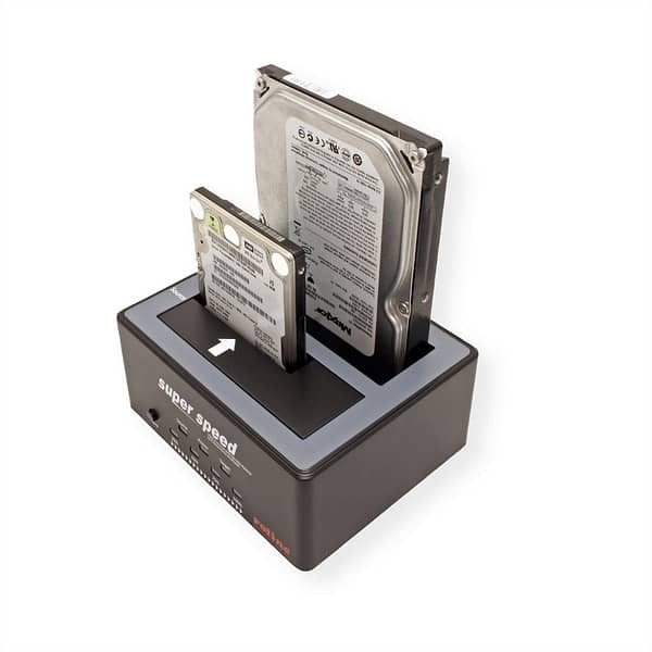 ROLINE 2.5" / 3.5" SATA HDD/SSD Docking Station, USB 3.2 Gen 1, HDD Clone-Function 16.01.4122