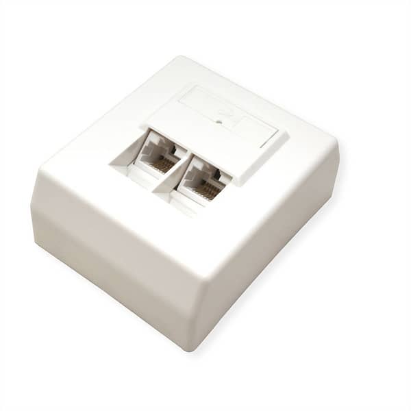 Value 25.16.8579 + 25.16.8484  VALUE Prise Murale Apparente double Vide pour Connecteur keystone