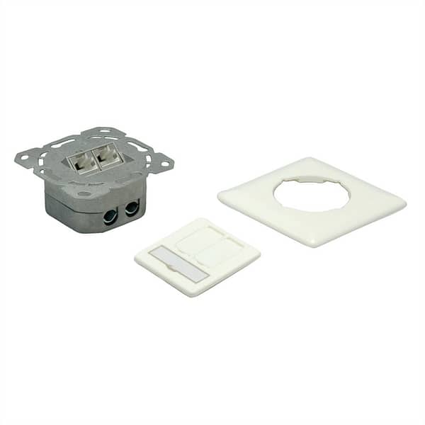 VALUE Cat.6A (Class EA) Flush Mount Wall Jack, STP, vertical, white 2Ports