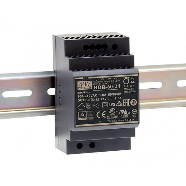 MEANWELL HDR6024 Power supply  24 VDC, 60W Din rail mounting