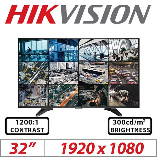DS-D5032QE-B HIKVISION 32" FULL HD MONITOR  HDMI, VGA, DVI, BNC input, BNC output, audio in, audio out, USB