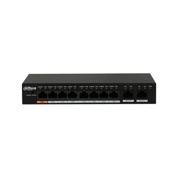 Dahua PFS3010-8ET-65 8x port PoE switch(Unmanaged) 10/100Mb + 2x port RJ45 UPLINK - 65W