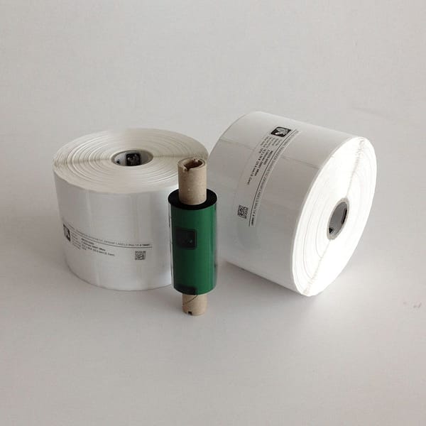Etiquette Plastique Blanc , 76x51mm (1370 etiquettes/rouleau) rubans recommandes: resine 5095