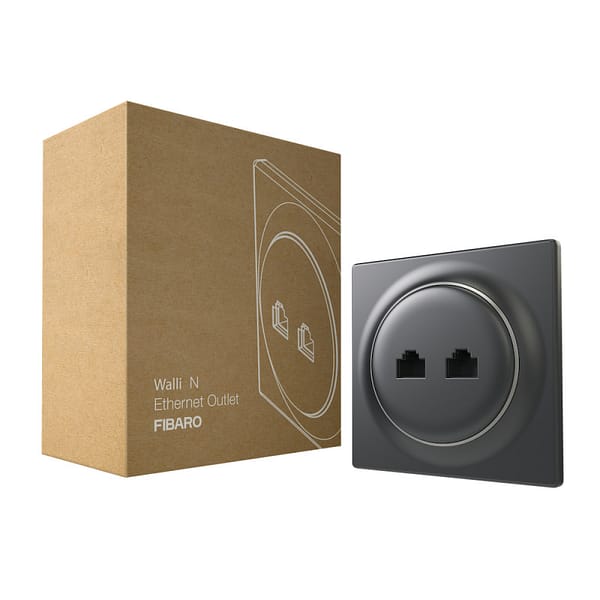 FIBARO FGWEEU-021-8  Prise murale 2 ports Ethernet Anthracide