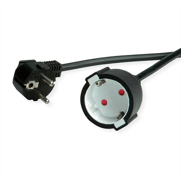 VALUE Extension Cable with 3P. German connectors, AC 230V, black  (5m/10m)