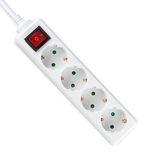 VT-1174-4 Bloc multiprise 4X avec interrupteur et câble 5.0m blanc